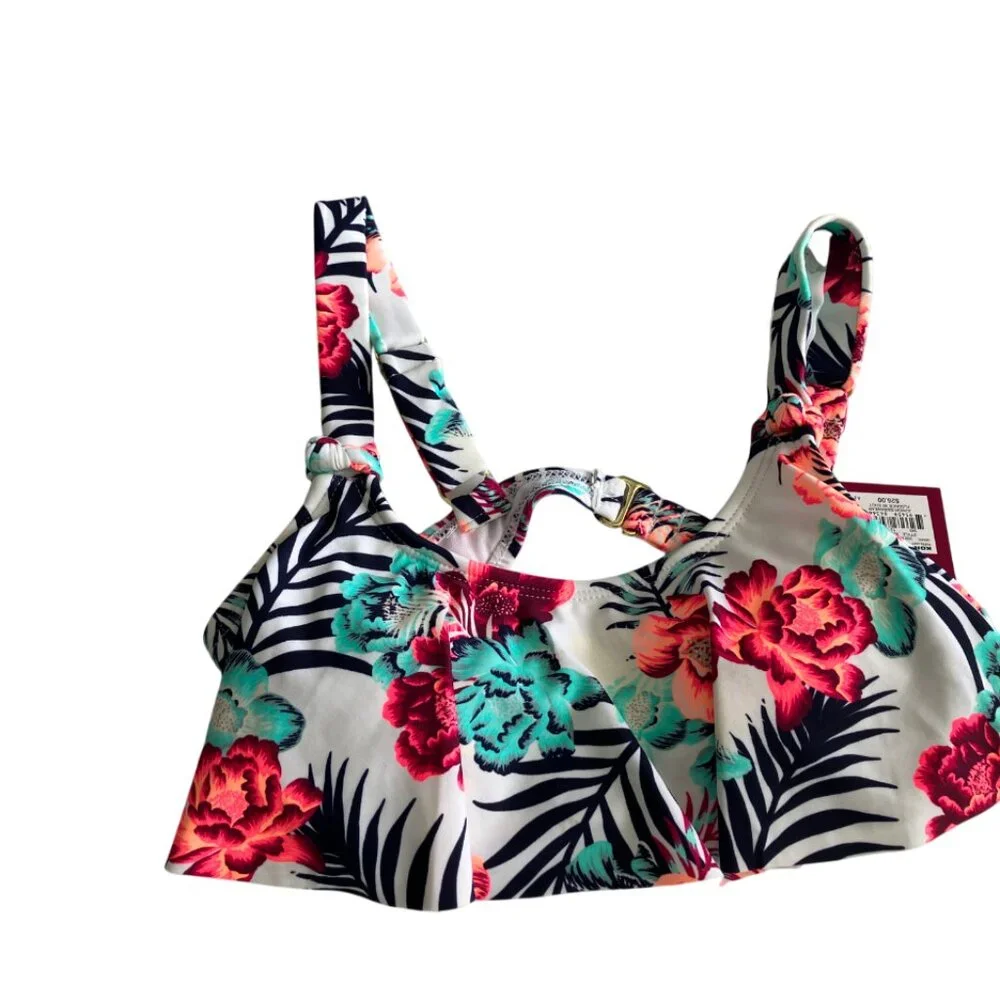 SO Juniors XS (0-1) Girls Malibu Tropical Flounce Swim Bikini top XS